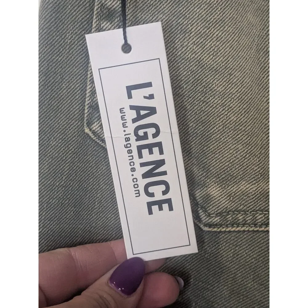 L'AGENCE Jones Ultra High Rise Stovepipe Jeans Jade Green Womens Size 25 NWT - Picture 8 of 8